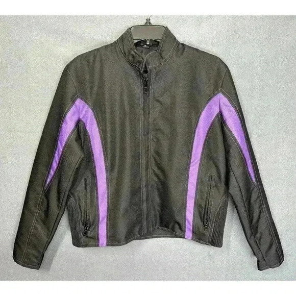 Zony Jacket Womens Small Black/Purple Motorcycle Riding Moto Removable Lining - Picture 2 of 9